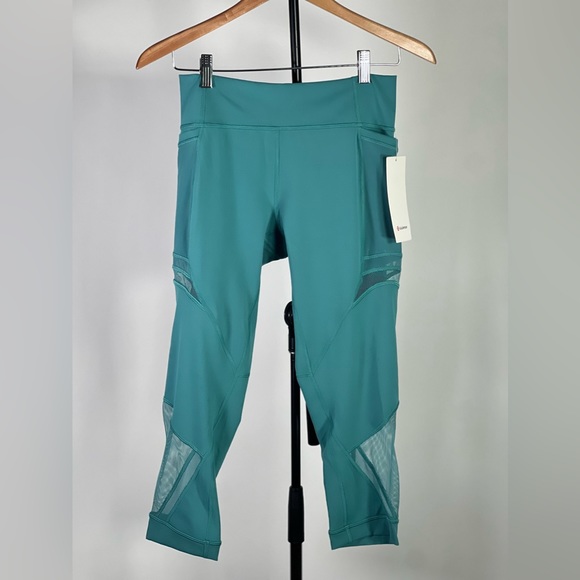 NWT NEW Lululemon Forget The Sweat Crop *21" Turquoise Sea size 10 - Picture 5 of 5